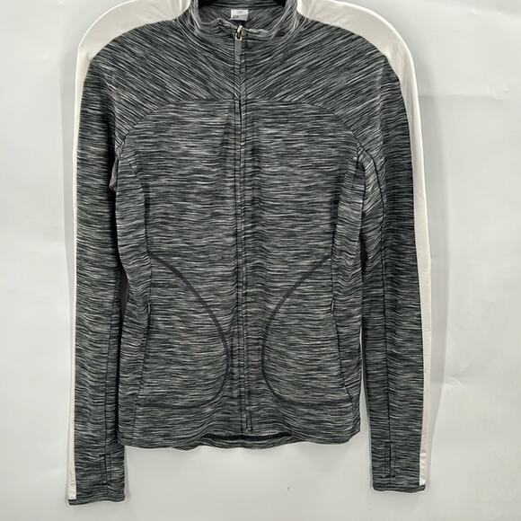 Gap Women's Gray & White Full Zip Active Wear Jacket 2 Zip Pockets Size Small - Picture 1 of 13